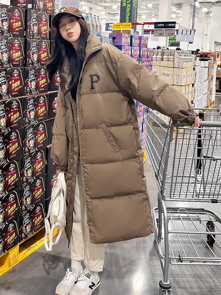 Long Puffer Jacket With Stylish Oversized Fit on Luulla