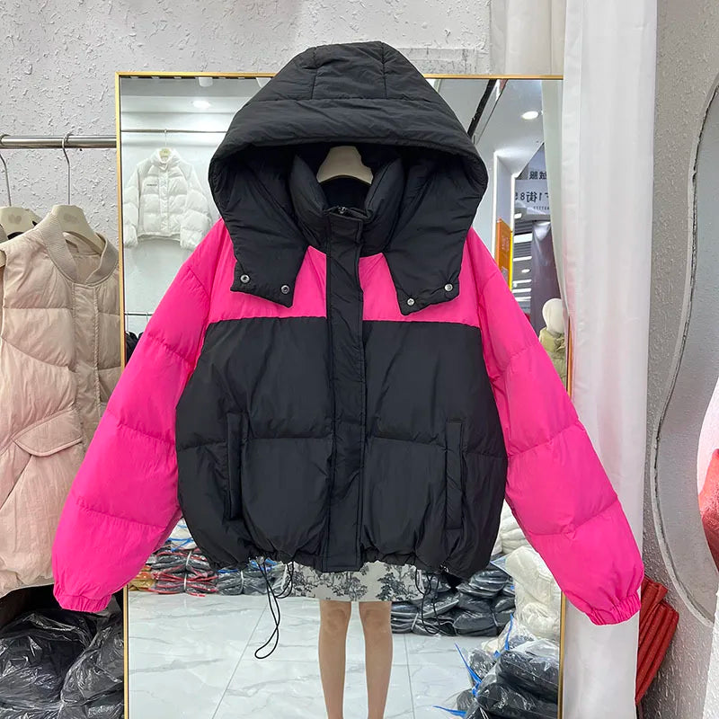 Black and pink puffer jacket online