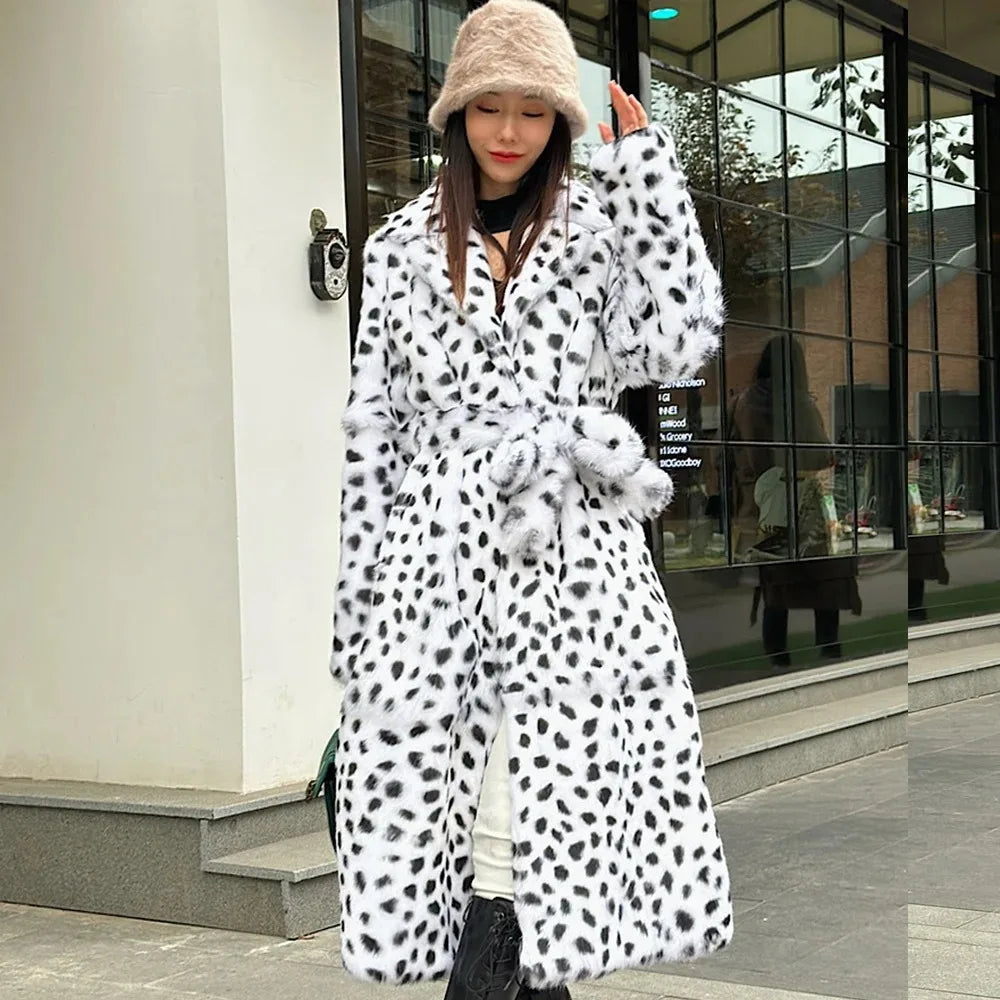 Luxe Faux Fur Dalmatian Print Coat For Women on Luulla