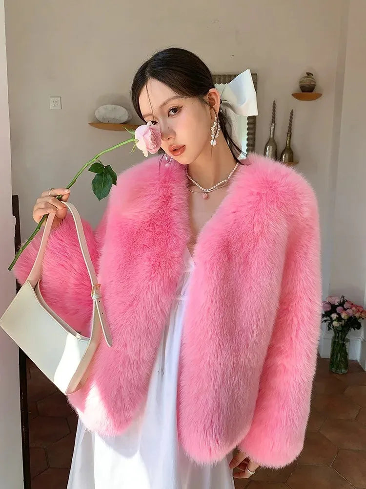 Natural fox fur coat shop