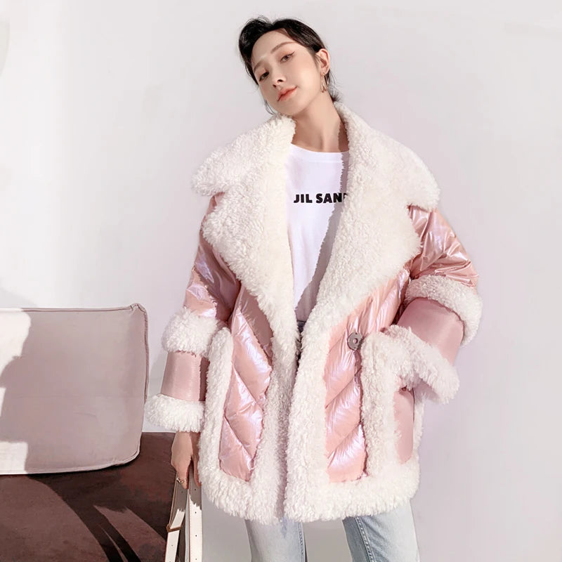 Chic Pink Faux Fur Lined Winter Coat on Luulla