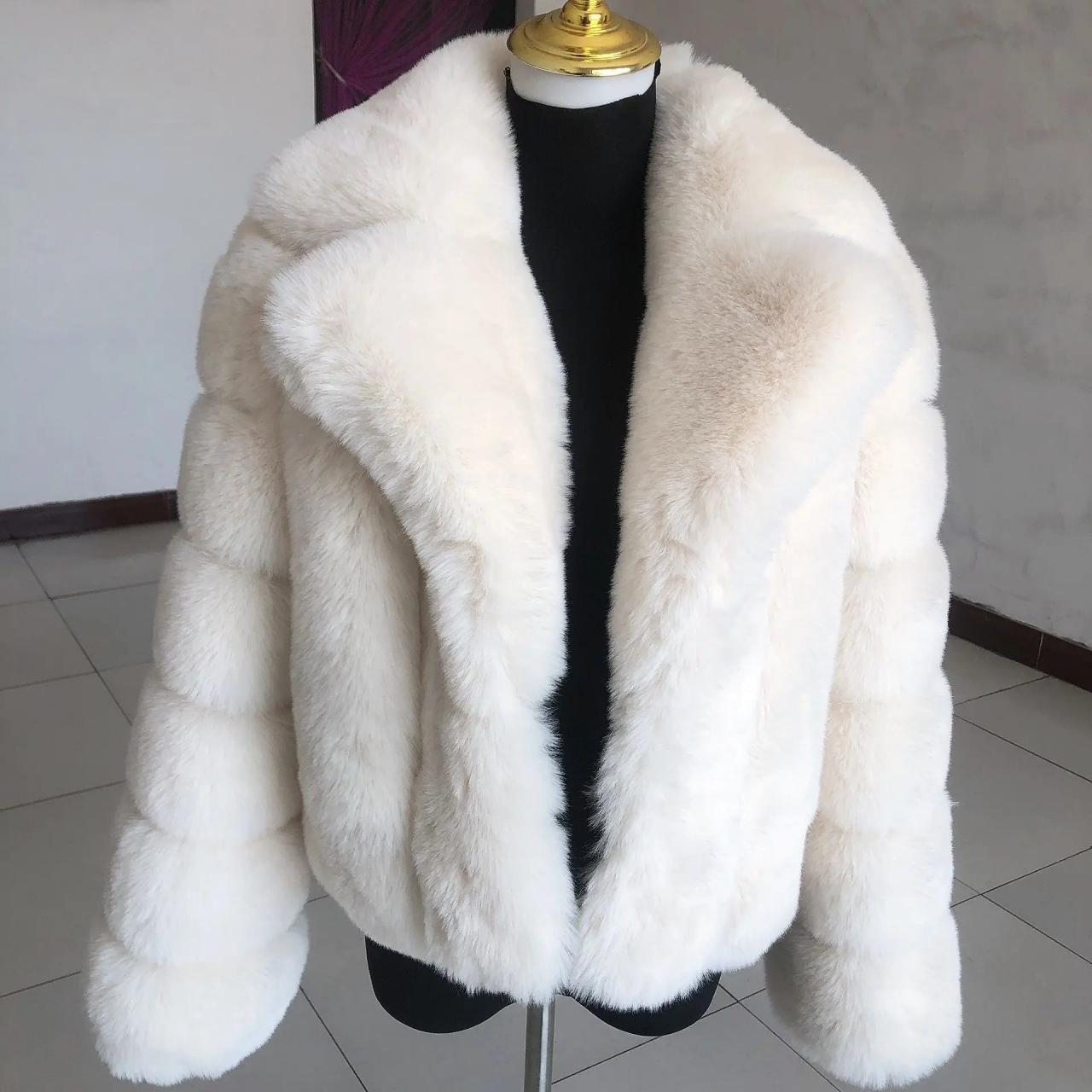 White faux fur coat short on sale