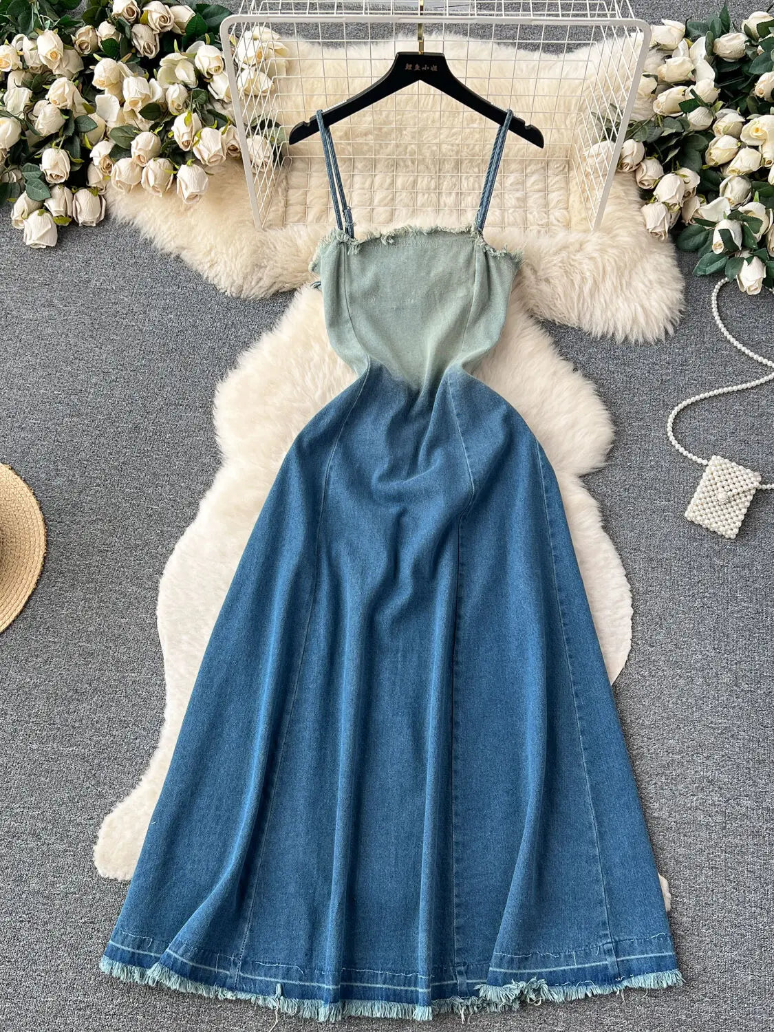 cotton maxi dress Olivia 100% in Pale Pink drawn roses in soft What to Wear on AZUL Color:TRUE WHITE