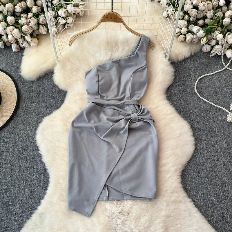 blue dress for baby girl Kara Asymmetrical Mini Dress in Purple main image 0