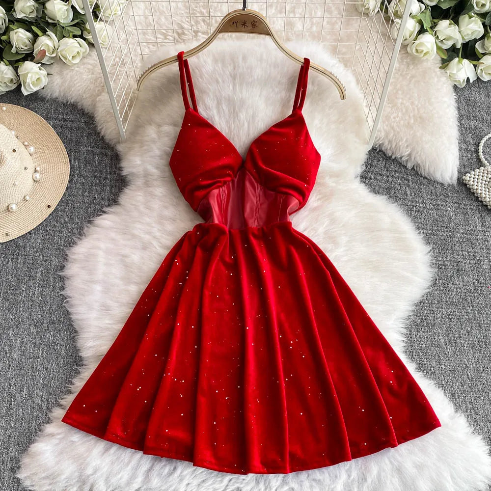 sparkling red holiday dress Red Sequin Christmas Mini Dress  Festive Party Outfit | NAL