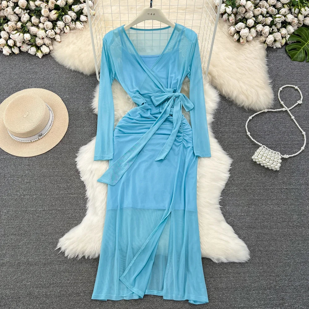 sheer wrap dress Zahira Wrap Dress Coconut Husk  Flook The Label