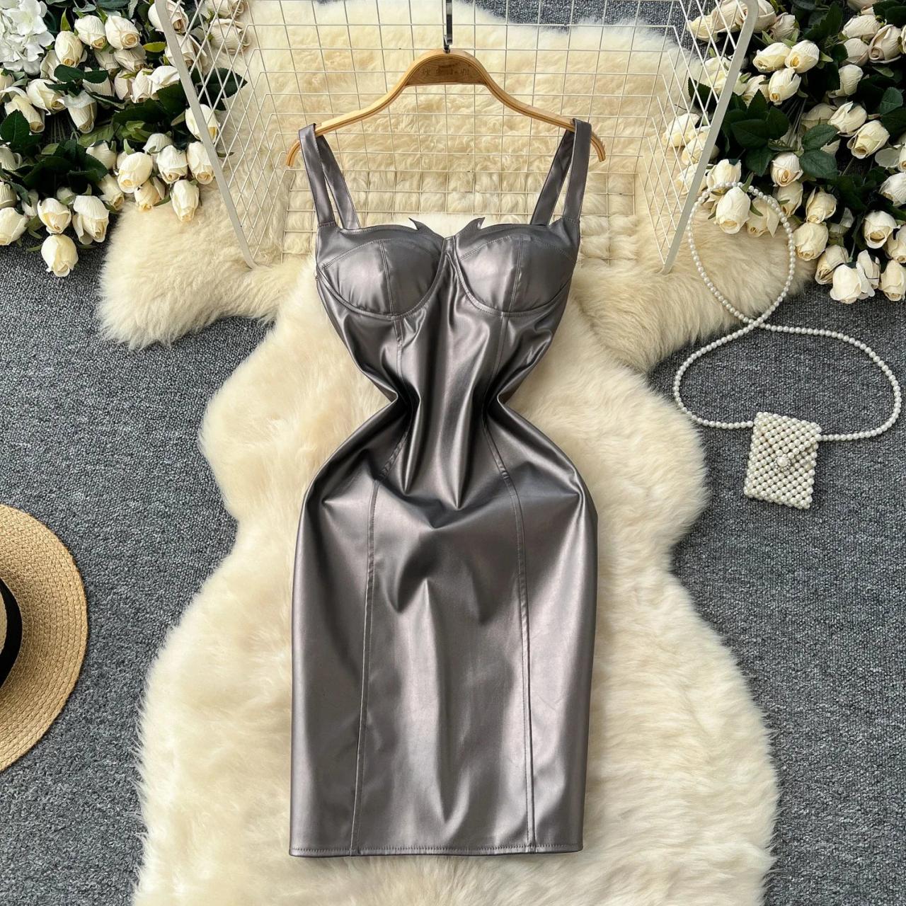 Satin Metallic Sheen Fitted Corset Dress on Luulla