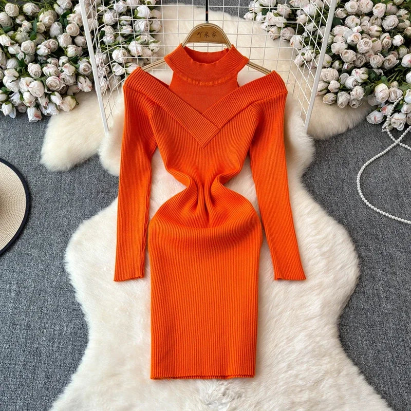 orange off the shoulder bodycon dress Primrose Orange Satin Off the Shoulder Mini Dress - US 14