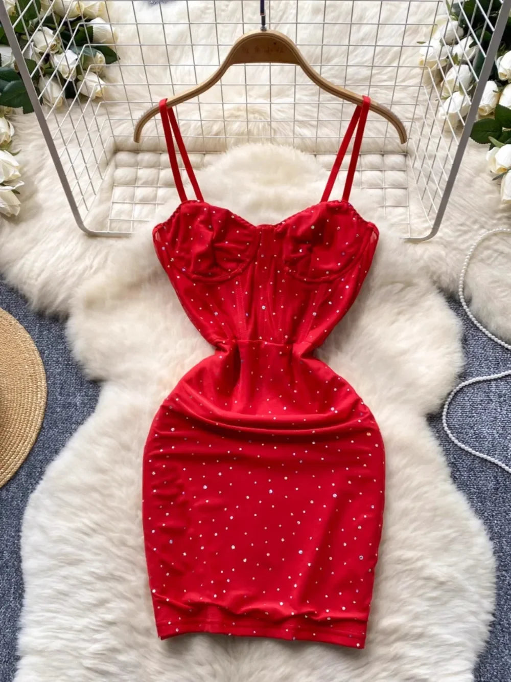 red polka dot bodycon dress Glamaker Polka-dot Off Shoulder Bodycon Dress – Amy's Cart main image 1