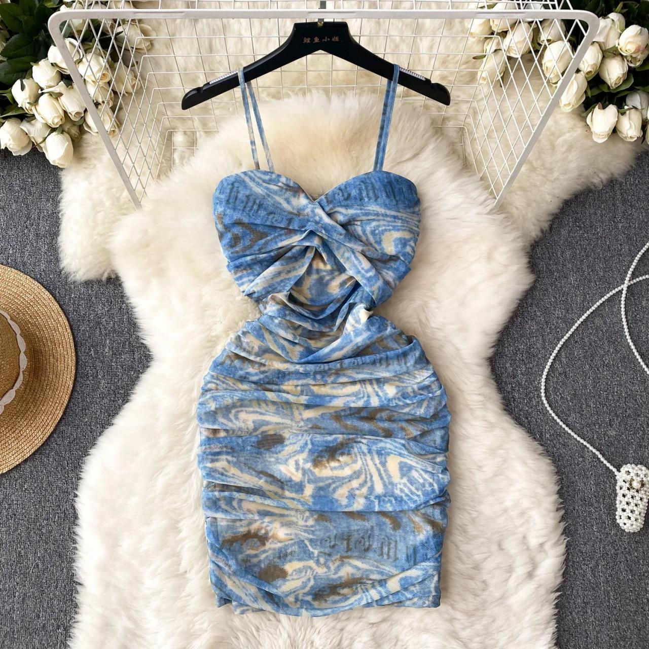 princess polly baby blue dress Show Me Love Cowl Neck Mini Dress Sequin Check Blue– Selfie Leslie