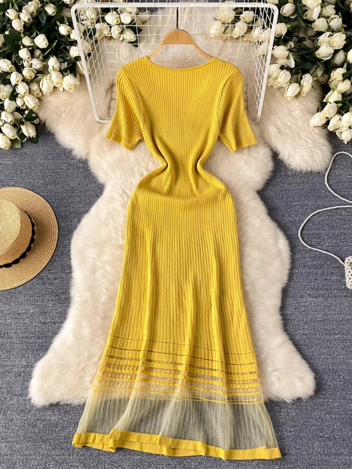 yellow ribbed mini dress Womens Ribbed Knit Halter Mini Dress, Lime, Size L