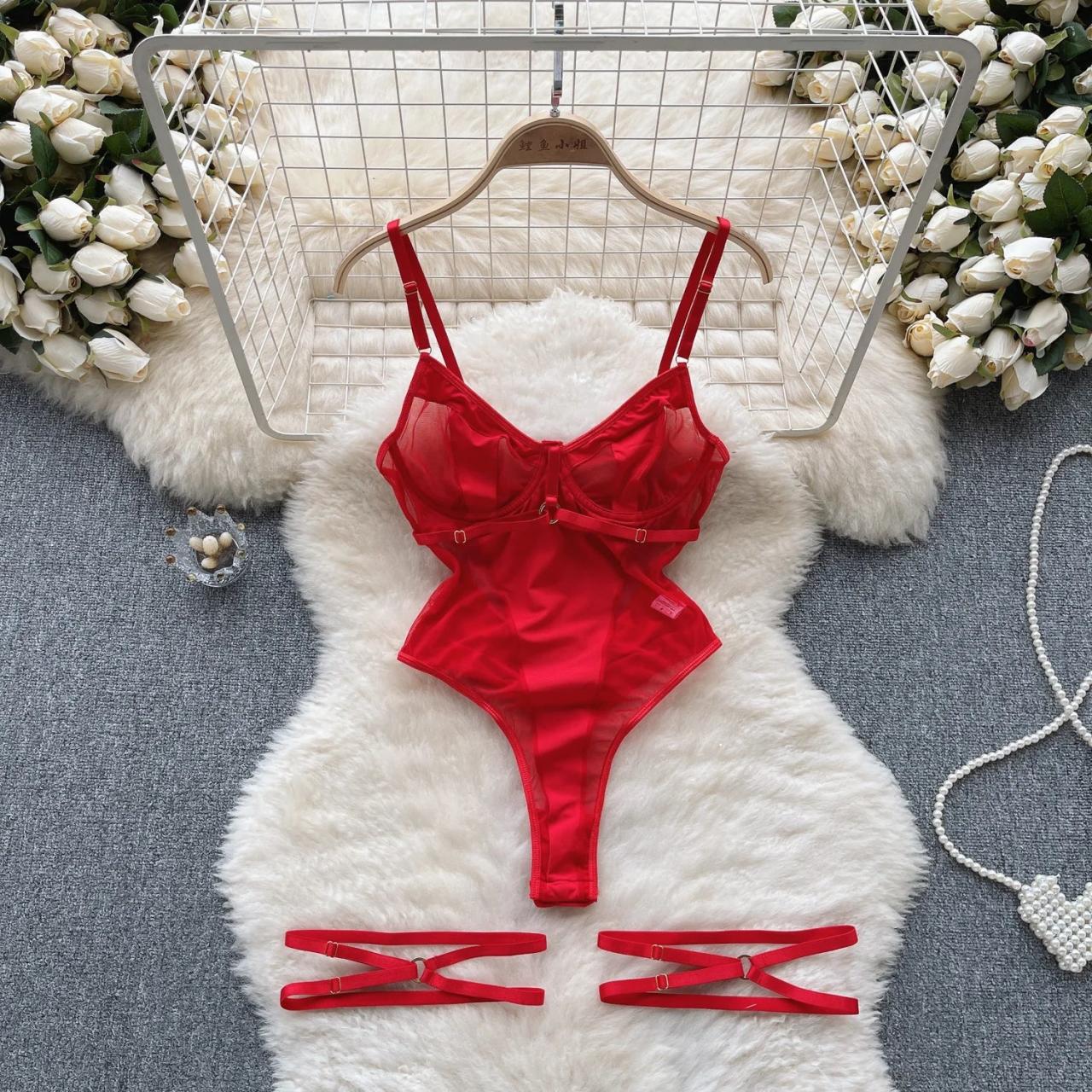 how to use plus one vibrating ring Women Sexy Lace Bodysuit Deep V Neck Mesh Erotic Body Suits Lingerie main image 1