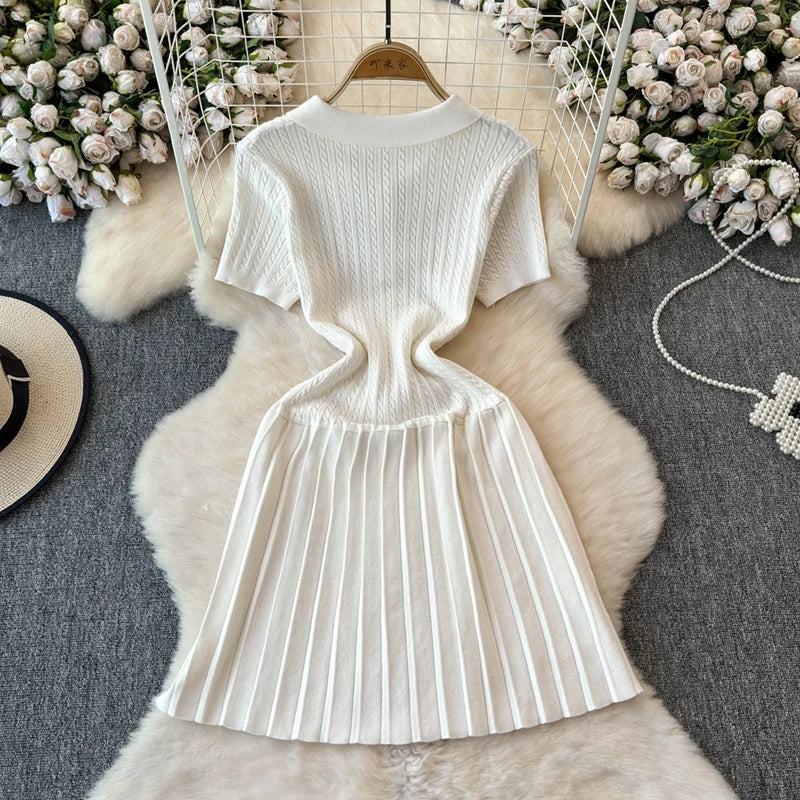 strapless open back dress Lucky in Love Girls Core Match Pleat Polo Dress White Xs