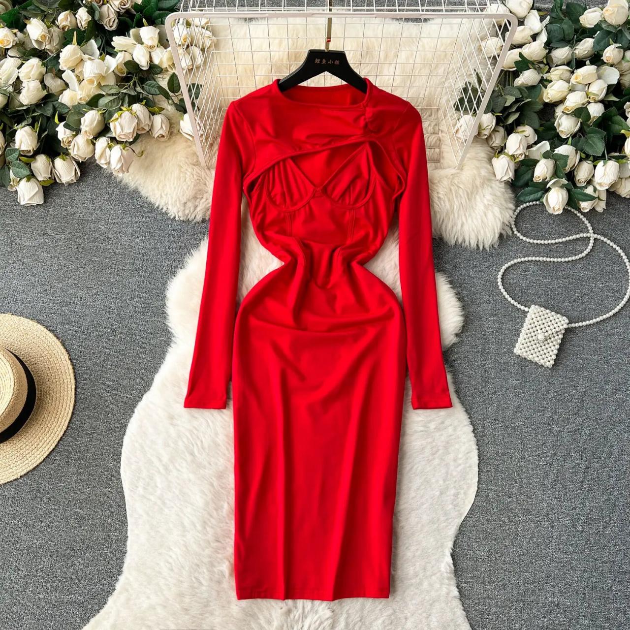 classy red bodycon dress Kookai Stella Halter Maxi Dress – HIRE BNE main image 1