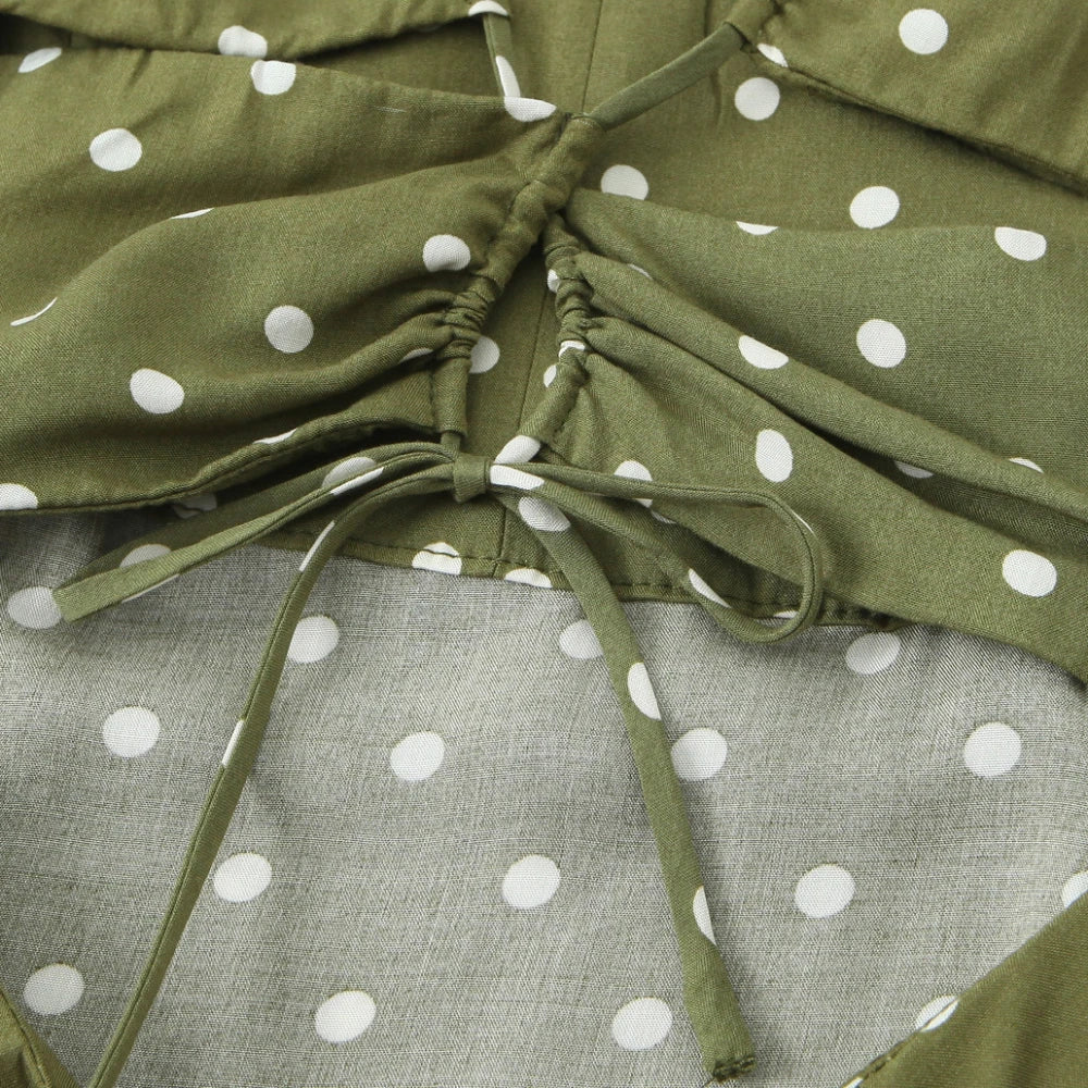slim fit dress slacks Momyknows White Off Shoulder Olive Green Polka Dot Bodycon Boho Photoshoot Baby Shower Maternity Maxi Dress White / XL main image 1
