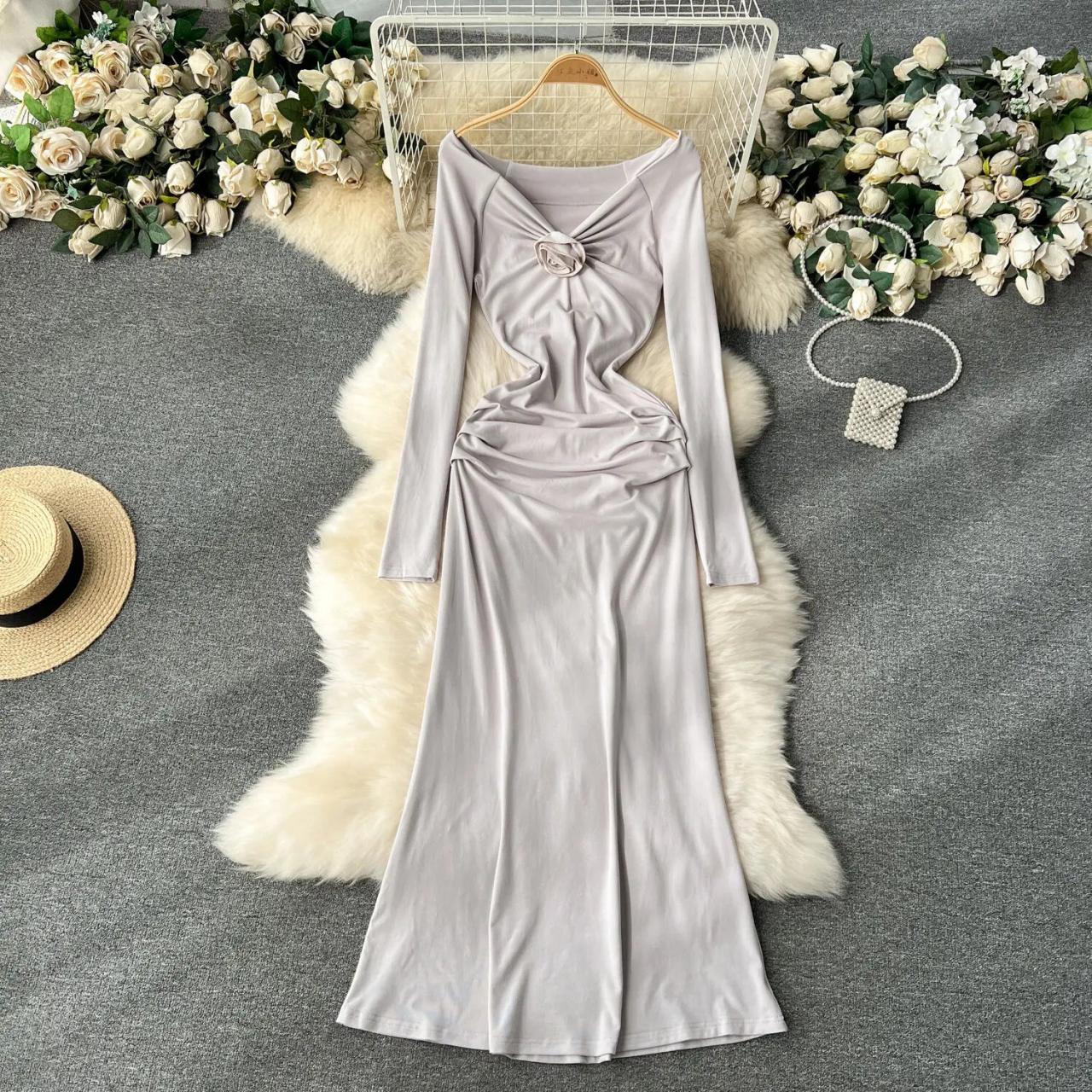 Stylish Long-sleeve Bodycon Dress With Bow Detail on Luulla
