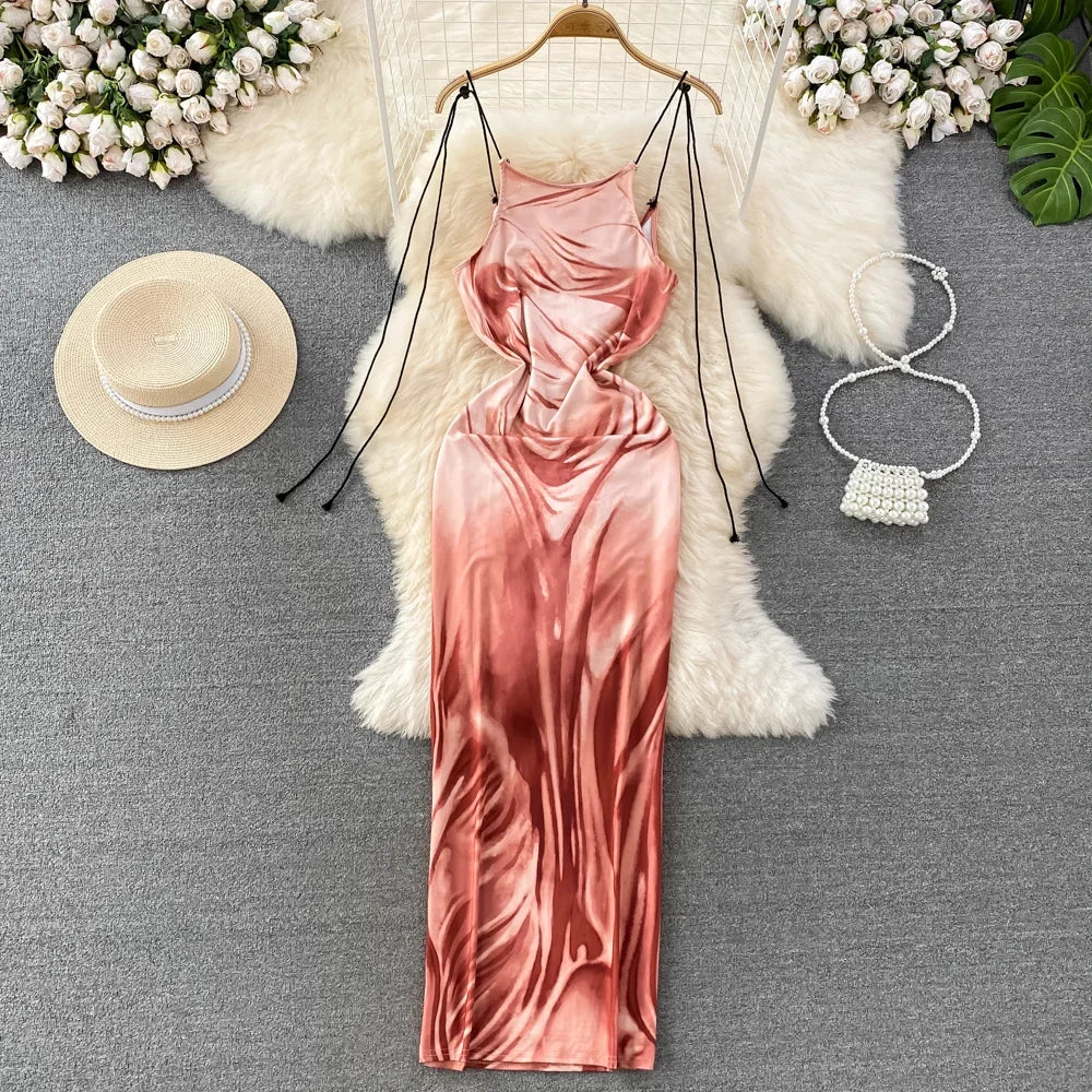 navy blue dress for baby girl Satin Spaghetti Strap Backless Maxi Dress