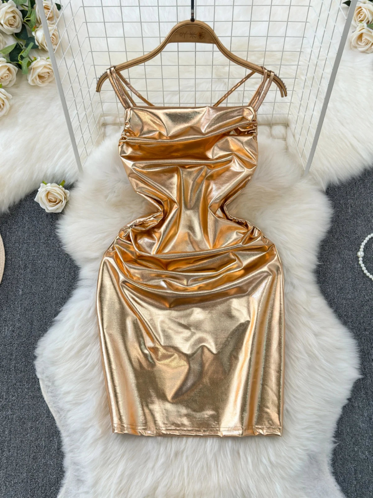gold metallic bodycon dress THE Metallic Sandra Dress main image 1