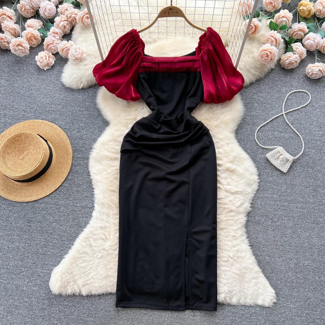 blue dress for baby girl Elegant Black Off Shoulder Glitter Velvet Bodycon Ruffle Camellia Detailed Mini Dress S / Black main image 1