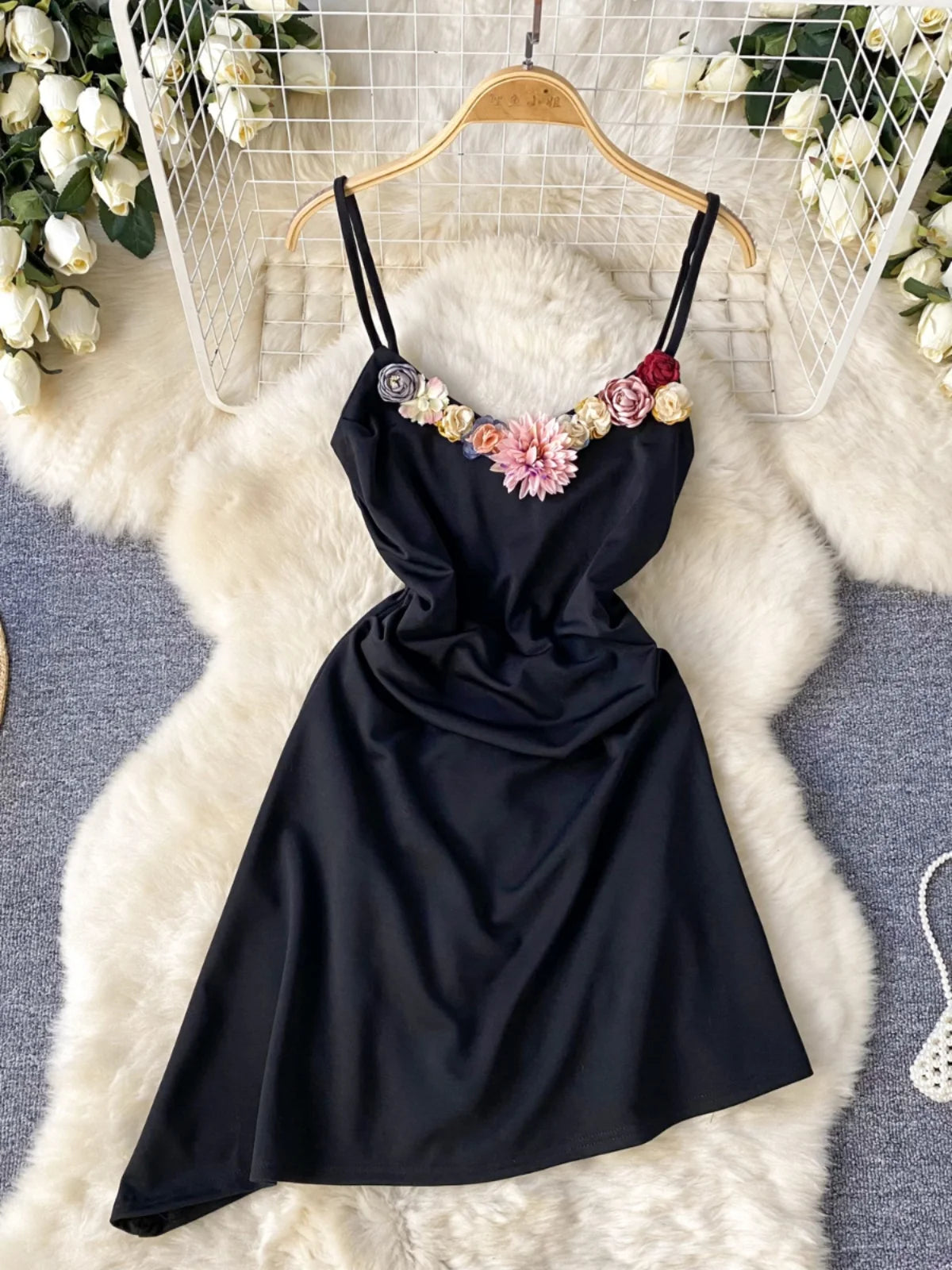 Black spaghetti strap sundress clearance