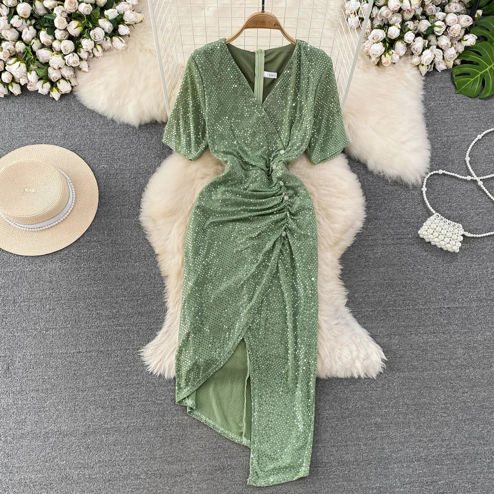 sage green wrap dress Sage Green Mother Of The Bride Dress Short Elegant V Neck Ruffle Sleeves Back Zip Knee Length Mother Of The Bride Dresses