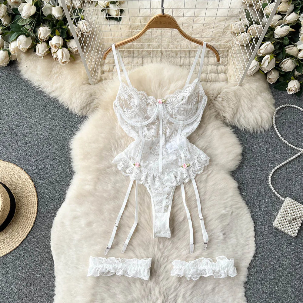 Lace Bridal Corset Set With Garter Belt on Luulla