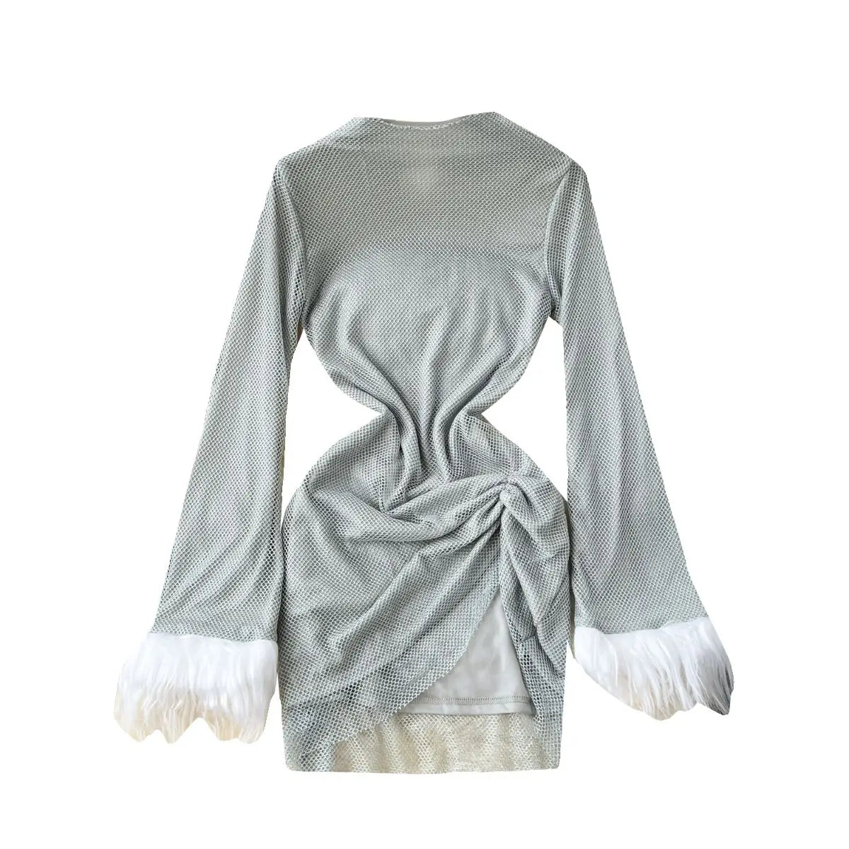 long sleeve tight sparkly dress Ladivine CH054 Long Sleeve Sequin Fitted Dress Gold / S