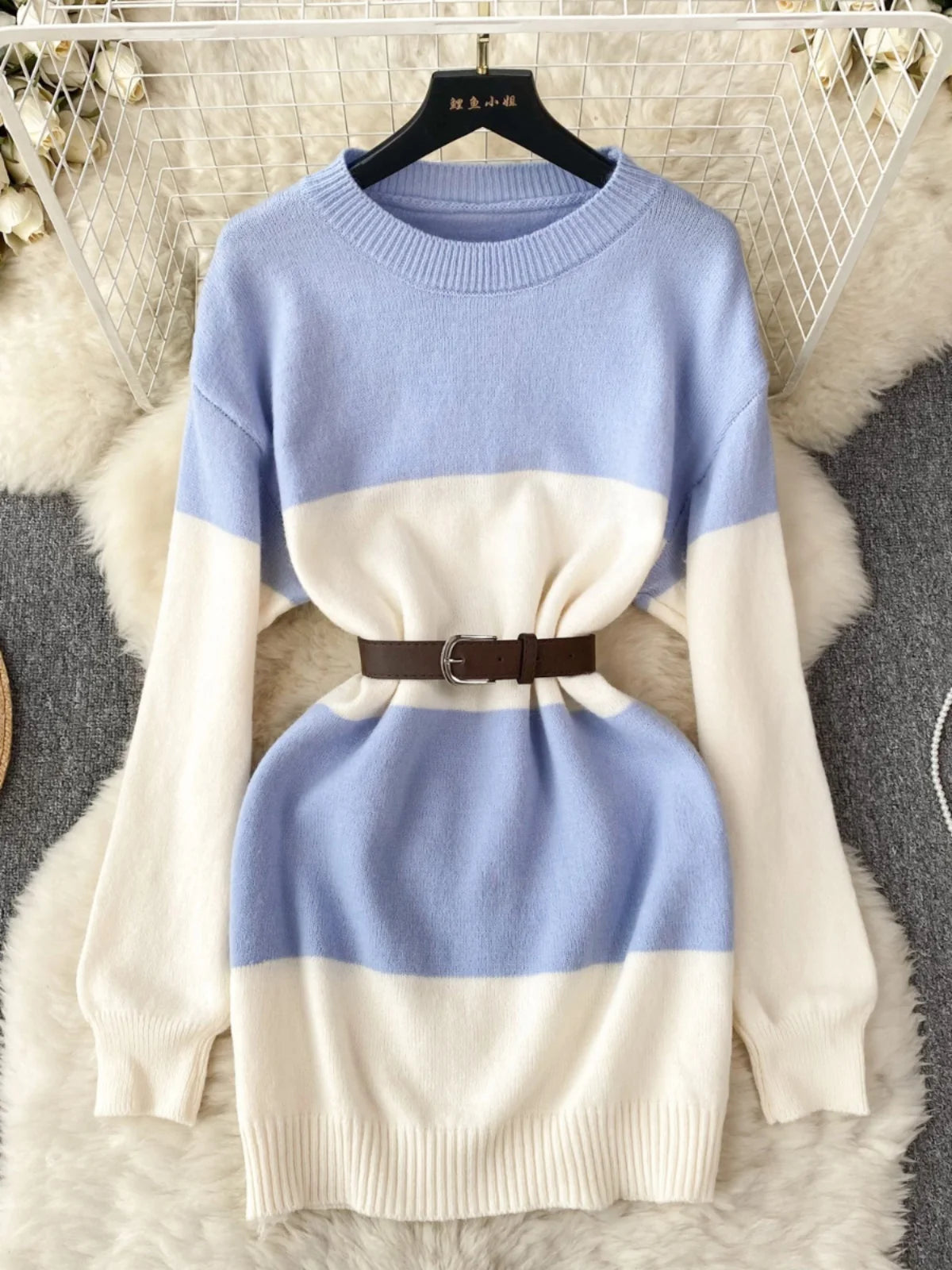 gold distressed knitted dress Metallic Foil Cable Knit Sweater Dress Gold / Small