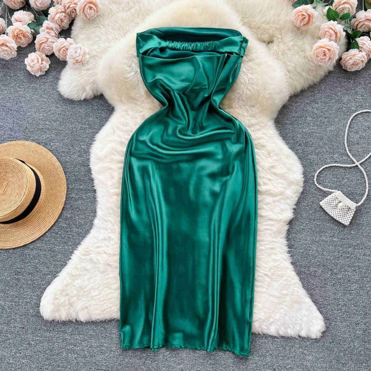 emerald green dress gold accessories Amber Slip Dress Emerald – Augustine main image 1
