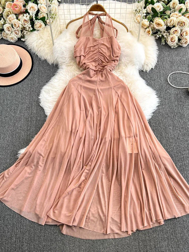 green emerald velvet dress Miss Circle Women's Najwa Baby Pink Ruched Breast Drop Waist Maxi Dress main image 1