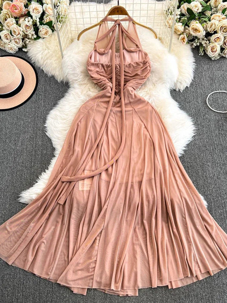 Chic Sleeveless Pink Flowy Maxi Dress on Luulla