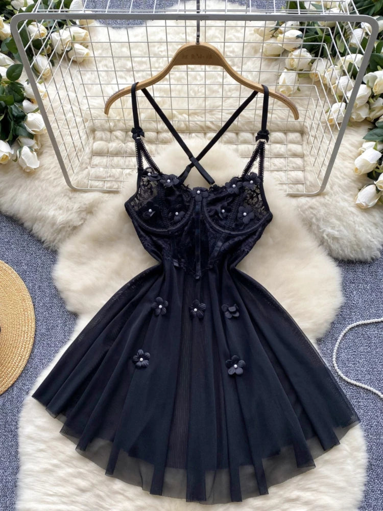 chinese dress ladies Shop Black Lace Print Strappy Midi Dress - for Women | OUTZIDR
