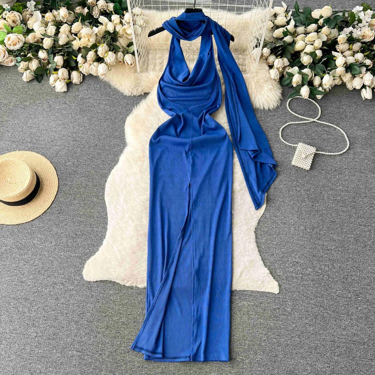 royal blue backless maxi dress Royal Blue Backless Maxi Dress With Bow Detail