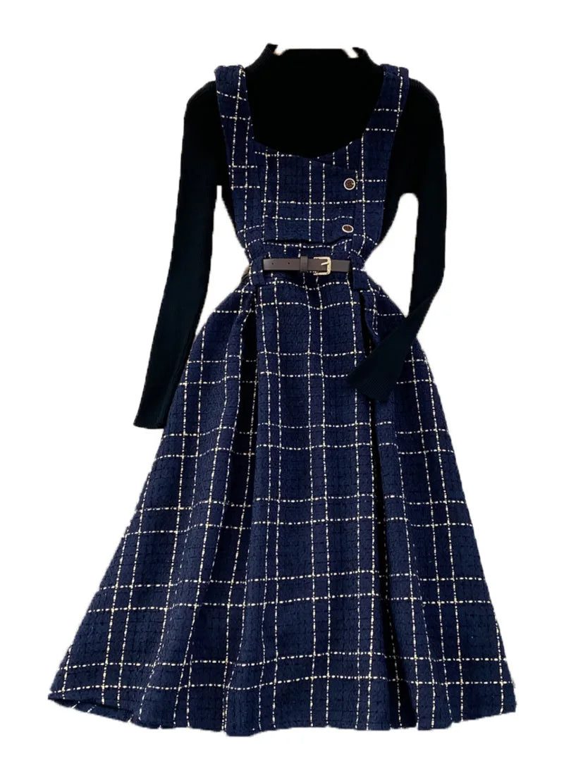 blue plaid midi dress Hudson Plaid Palomino Bubble Sleeve Midi Dress GREEN-BLUE / S by Sugarlips