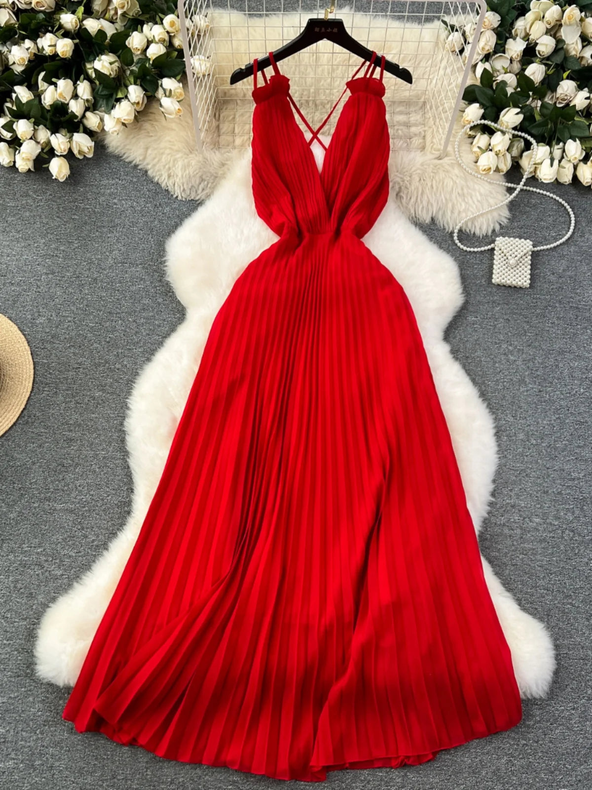 sachin and babi light blue dress Black Backless Floor Long Dress Summer Fashion French Red Strapless Dresses  Women Elegant Sleeveless Slim Gowns Party Dress Chic main image 0
