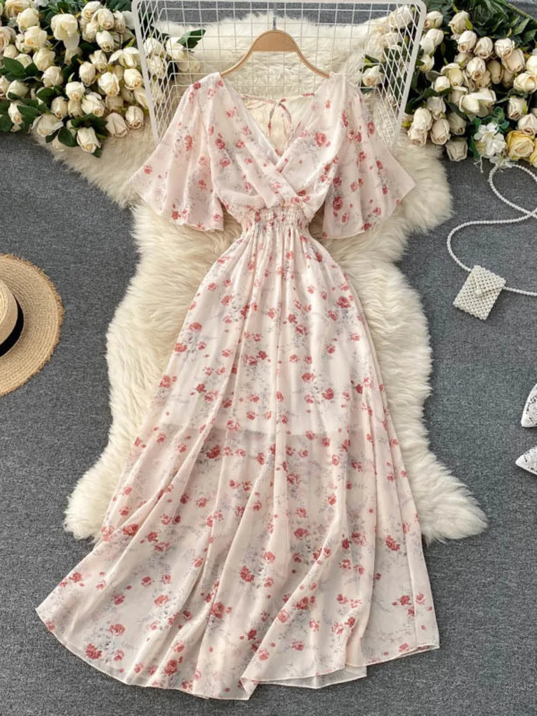 chinese dress ladies Butterfly Tulle Puff Sleeve Maxi Dress Small main image 1