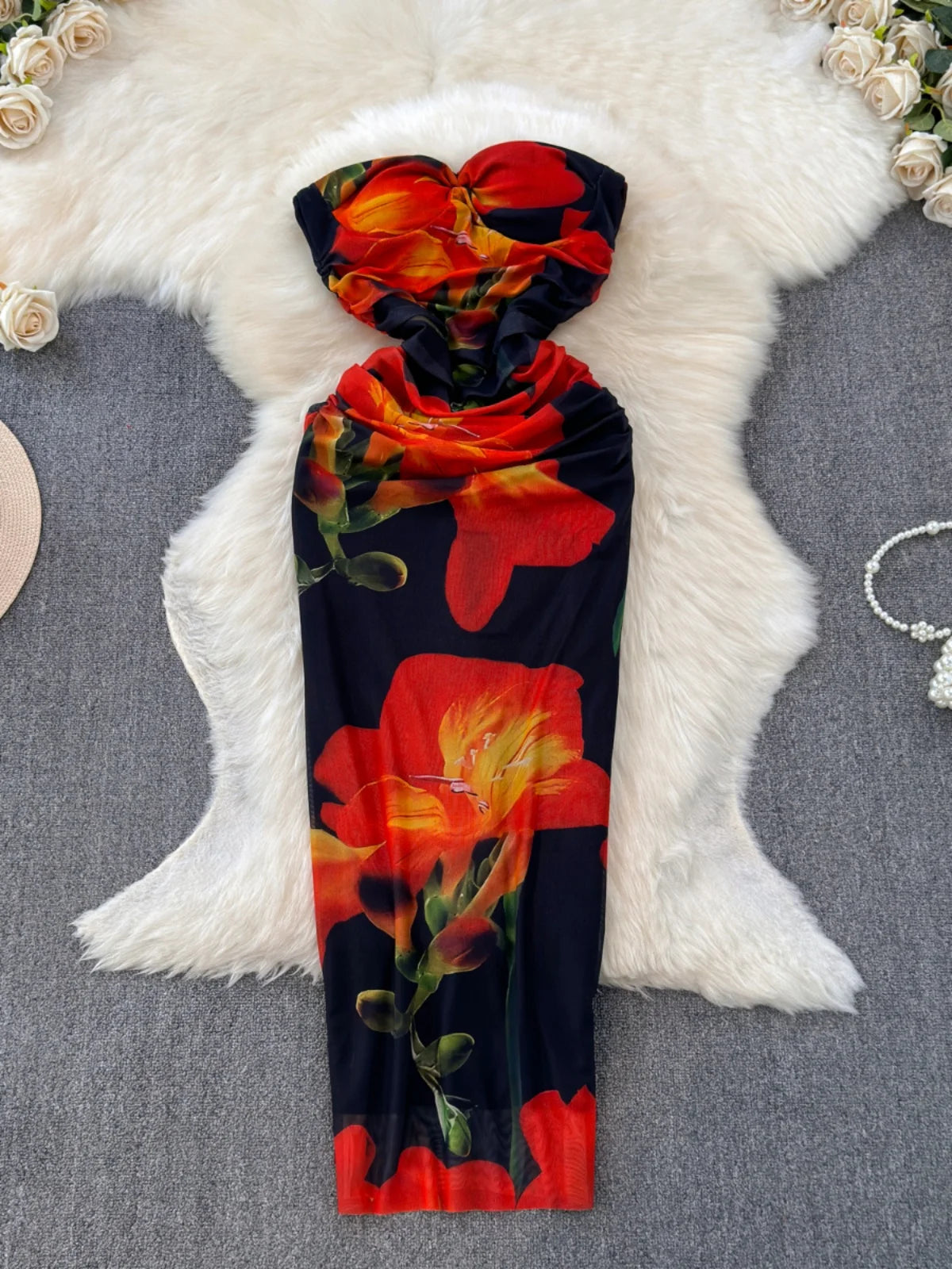 knitted midi bodycon dress Floral Lace Bodycon Maxi Dress – bebe main image 0