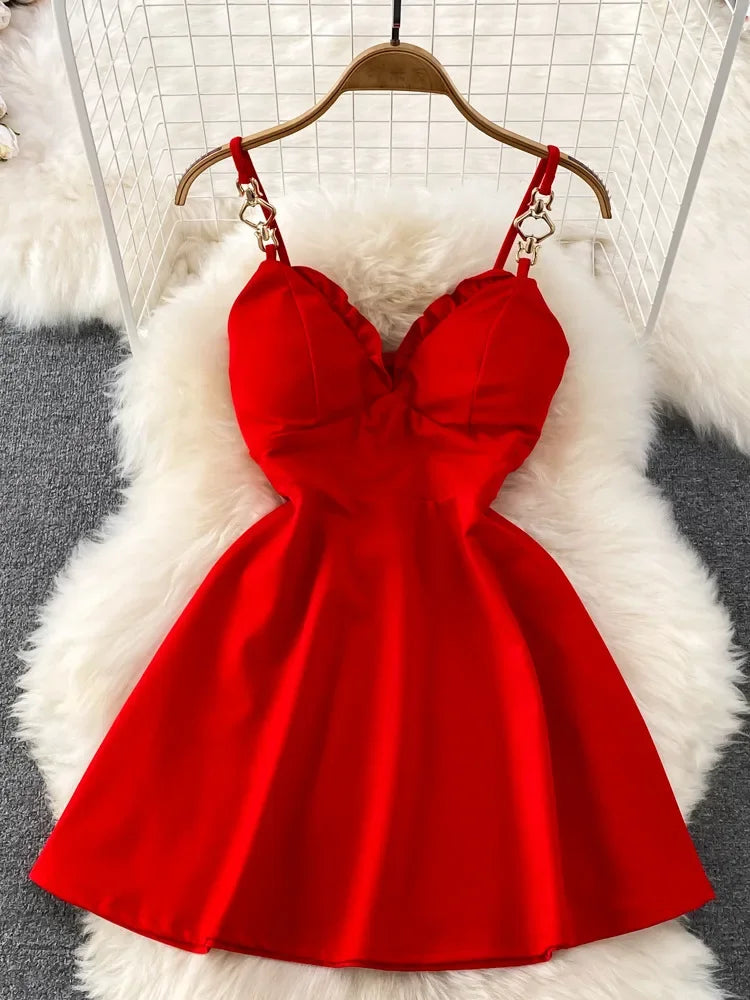 Strappy Red Dress With Heart-shaped
