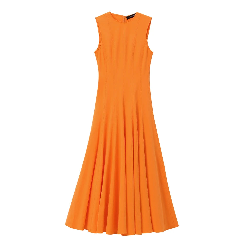 orange dress flowy Krystal Maxi Dress with Mesh Paneling – SEROYA