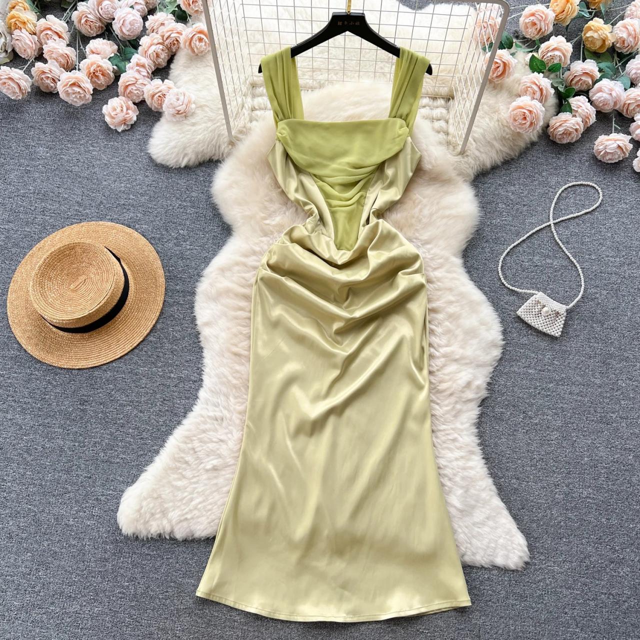 slim fit dress slacks Gold Satin Pleated Sweetheart Maternity Midi Dress – PinkBlush