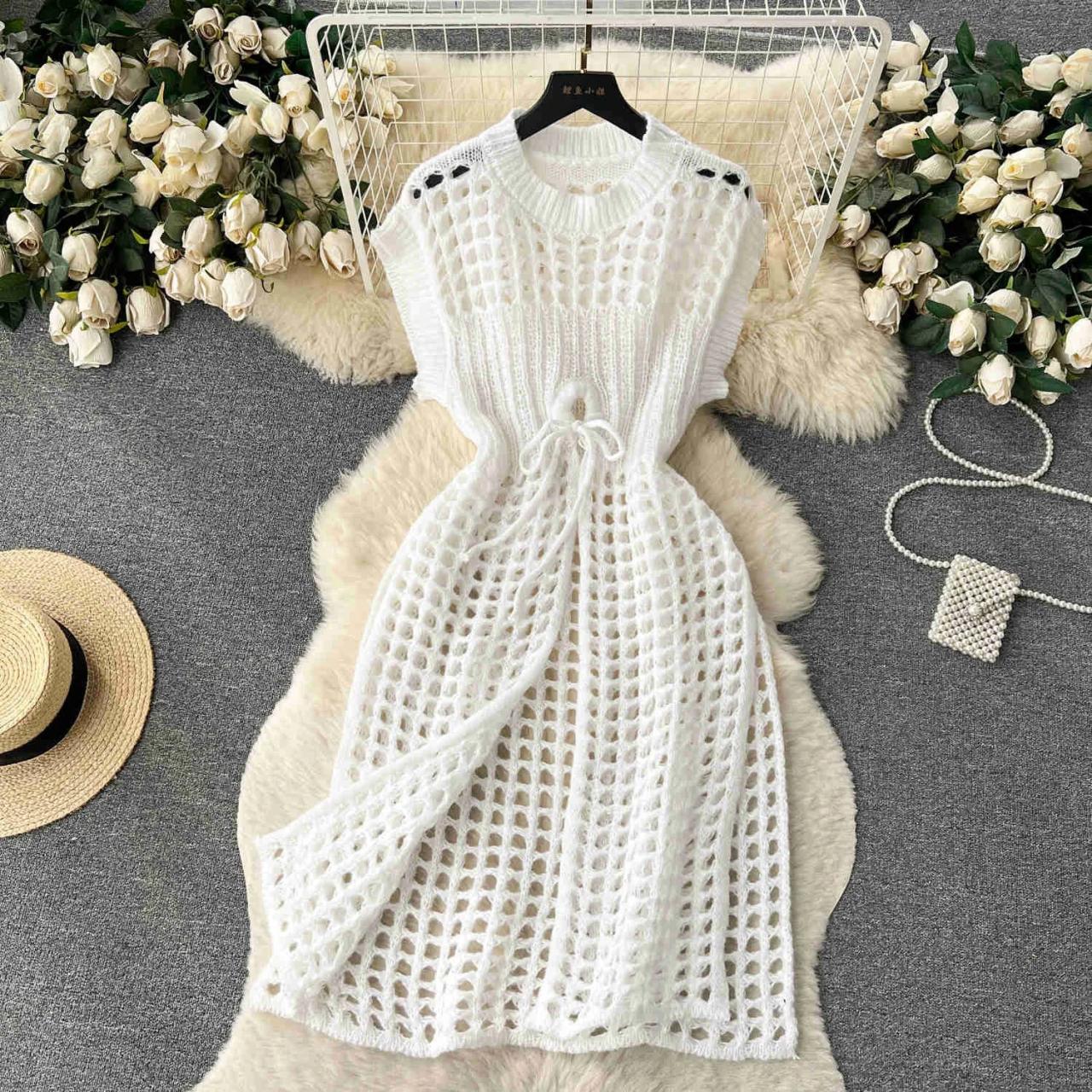 black midi dress knit Black Textured Stripe Sleeveless Knit Midi Dress main image 0