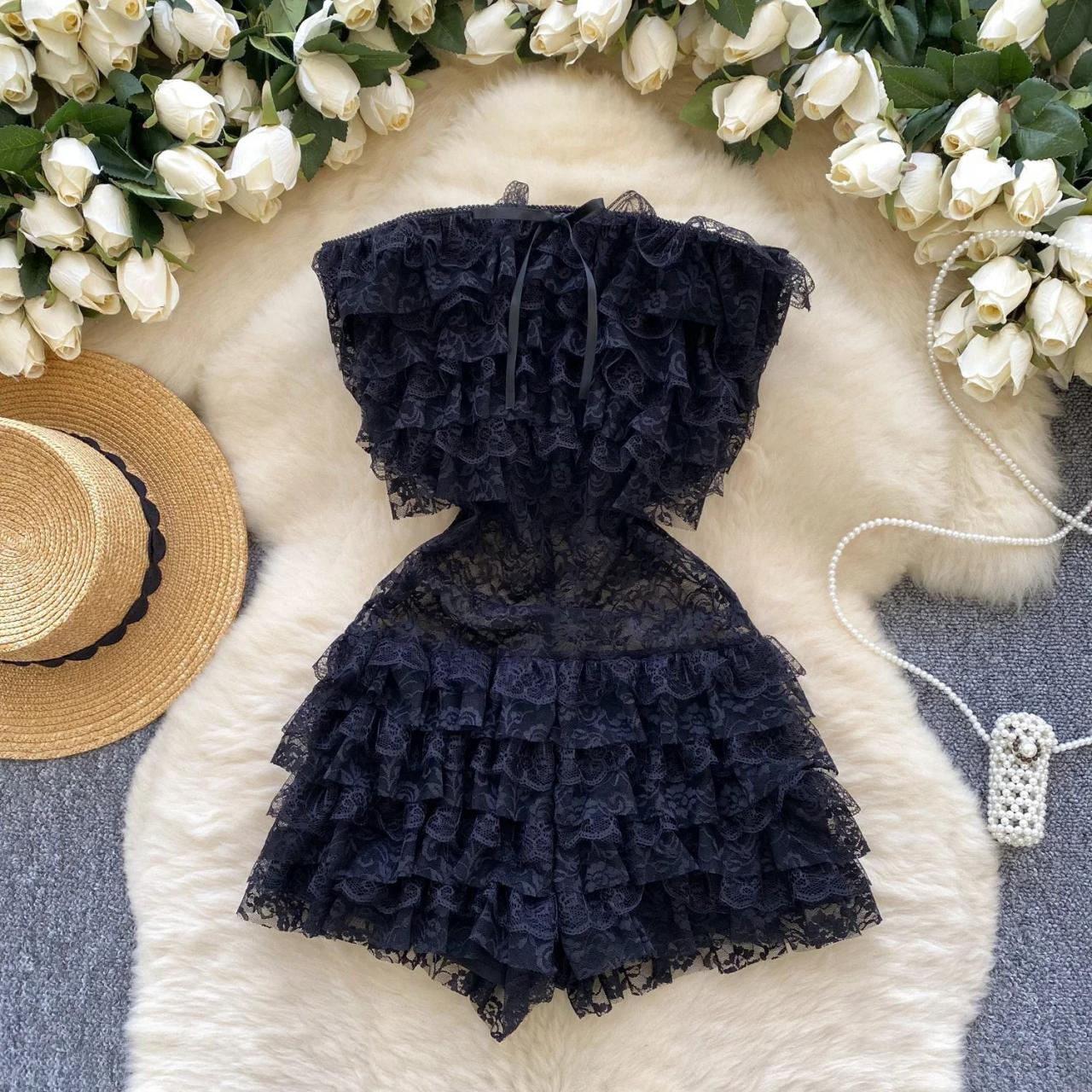 chinese dress ladies Melodie V Neck Lace Romper – edikted