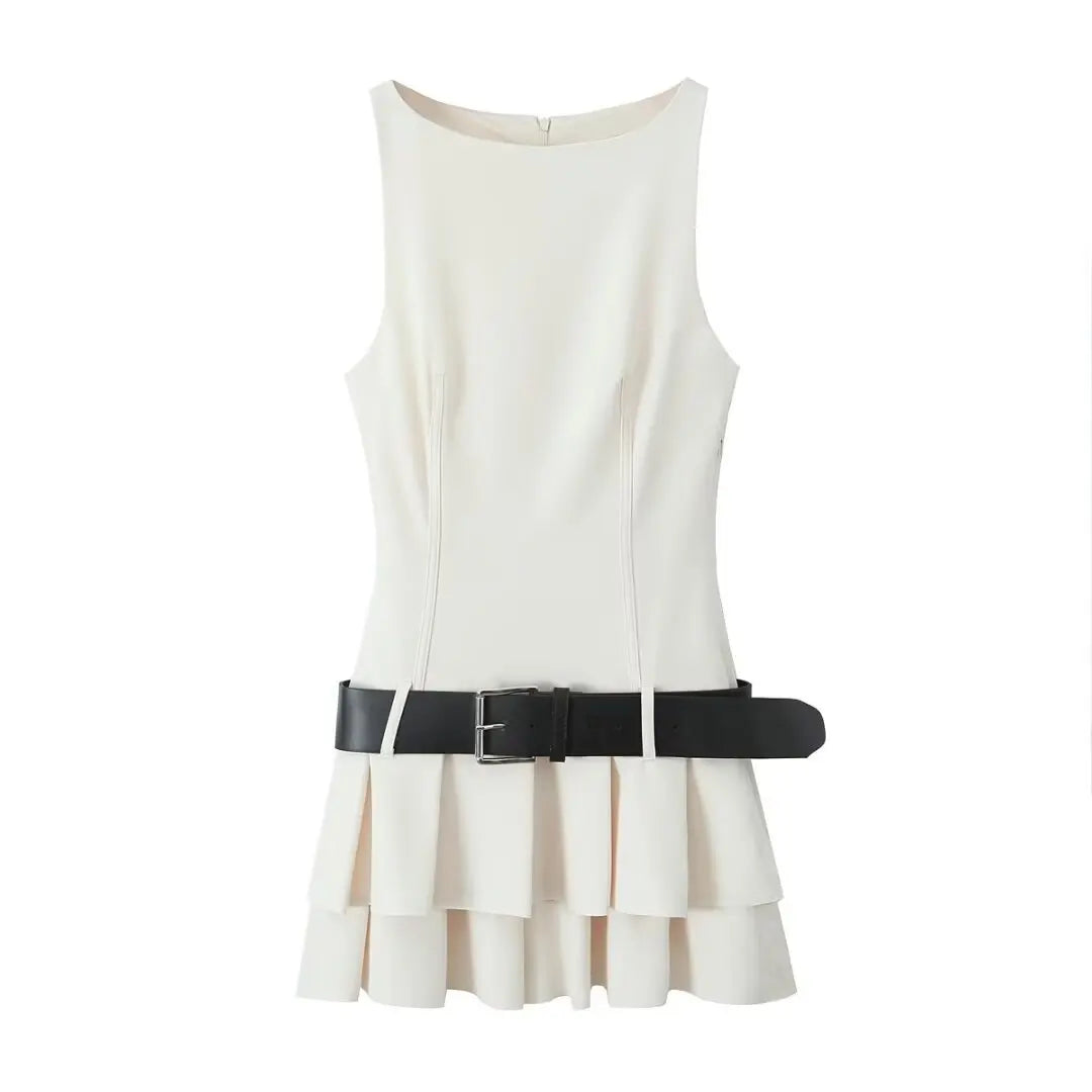 white mini dress with black accents SHOW STOPPING BANDAGE MINI DRESS Black / S main image 0