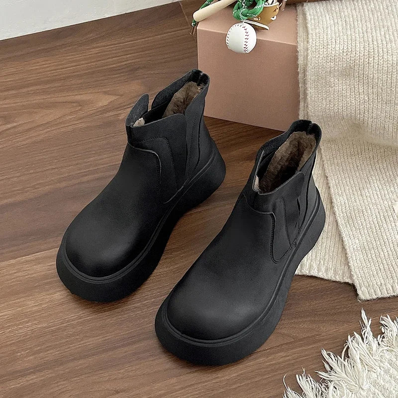 Womens Black Faux Fur Lined Ankle Boots on Luulla