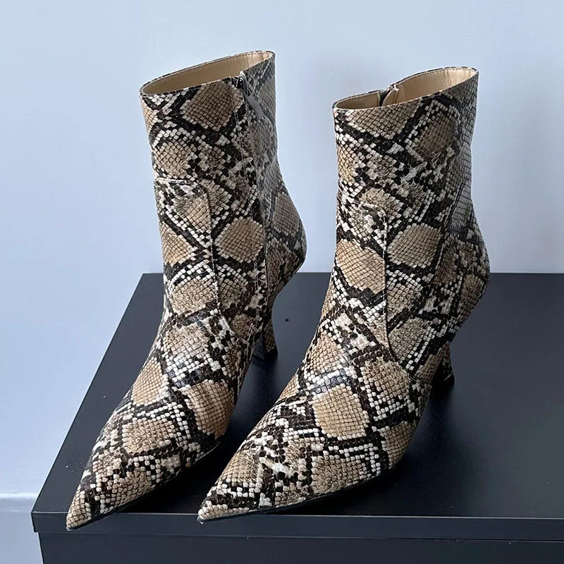 Snakeskin Patterned High Heel Ankle Boots Women on Luulla display picture 2