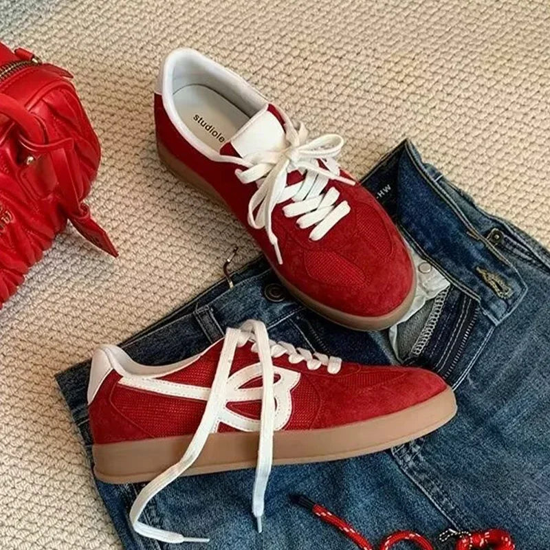 Red Casual Sneakers With White Lace Detail on Luulla display picture 2