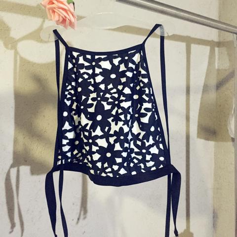 High Neck Print Black Flower Lace Two Piece Bikinis Swimwear Bathsuit