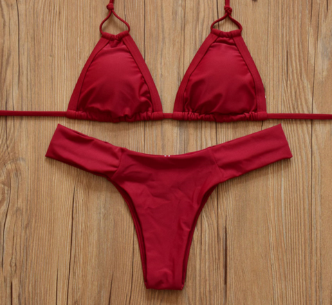 Red Two Straps Two Piece Bikini