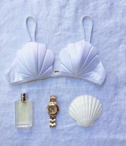 White Cute Shell One Piece Top