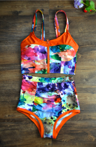 The Split Swimsuit High Waist Printed Sexy Swimsuit
